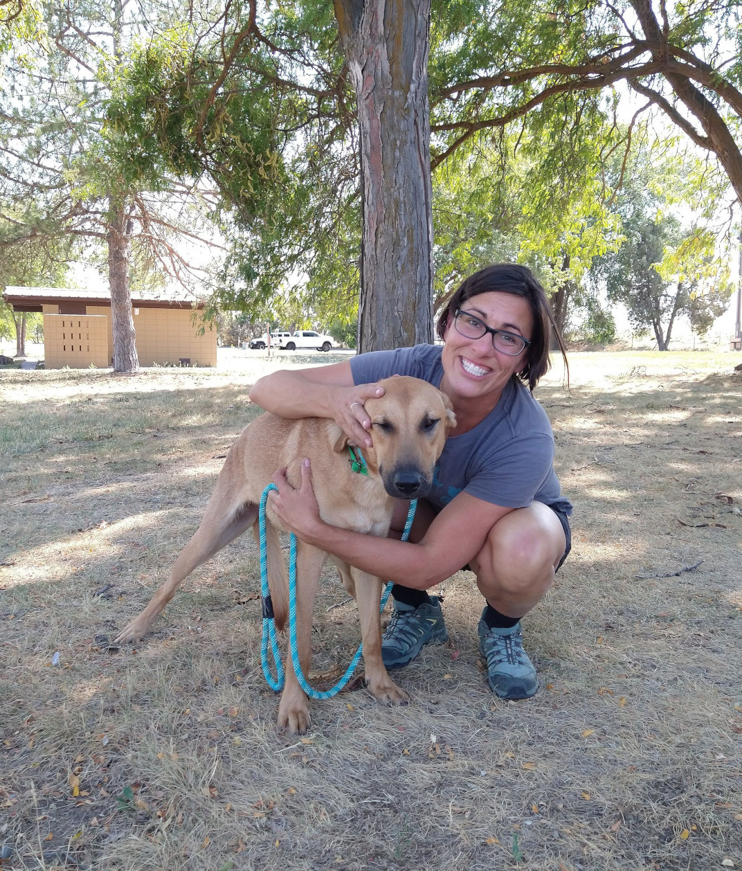Volunteer with a transported animal